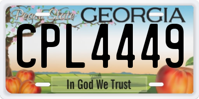 GA license plate CPL4449