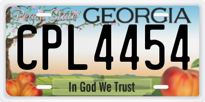 GA license plate CPL4454