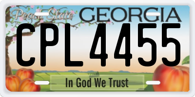 GA license plate CPL4455