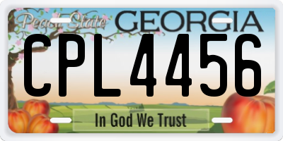 GA license plate CPL4456