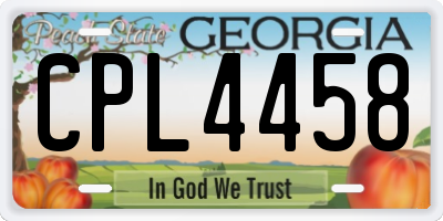 GA license plate CPL4458
