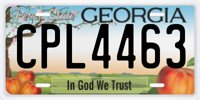 GA license plate CPL4463