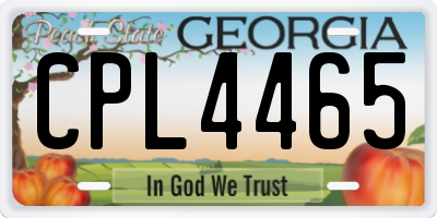 GA license plate CPL4465