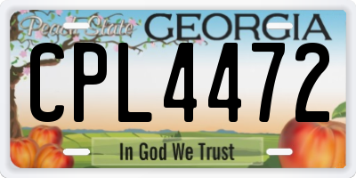 GA license plate CPL4472