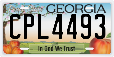 GA license plate CPL4493