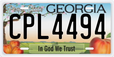 GA license plate CPL4494