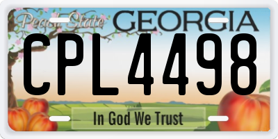 GA license plate CPL4498