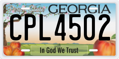 GA license plate CPL4502