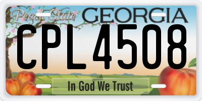 GA license plate CPL4508