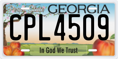 GA license plate CPL4509