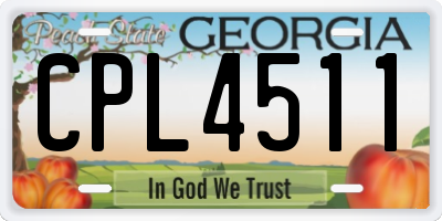 GA license plate CPL4511
