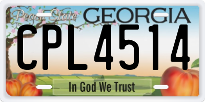 GA license plate CPL4514