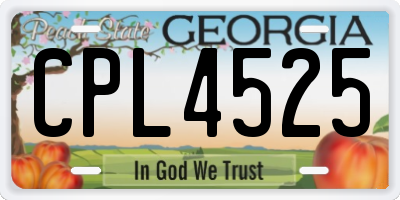 GA license plate CPL4525