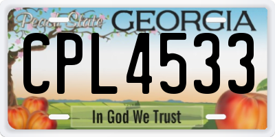 GA license plate CPL4533