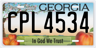 GA license plate CPL4534