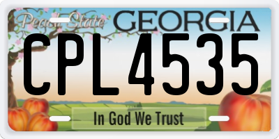 GA license plate CPL4535