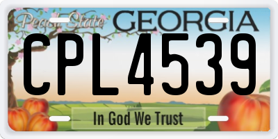 GA license plate CPL4539