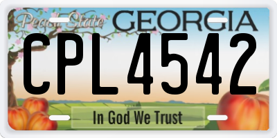 GA license plate CPL4542