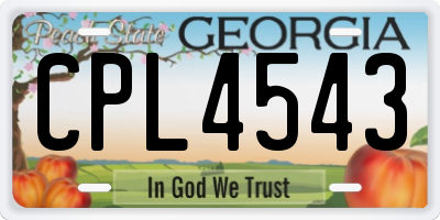 GA license plate CPL4543