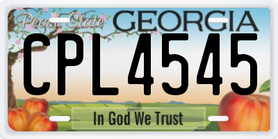 GA license plate CPL4545