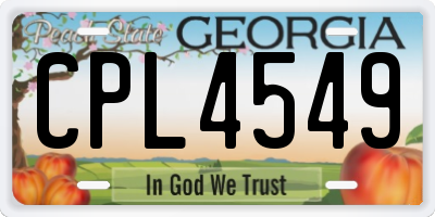 GA license plate CPL4549