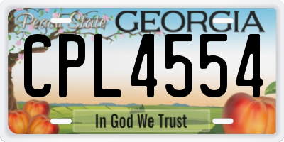 GA license plate CPL4554