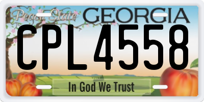 GA license plate CPL4558