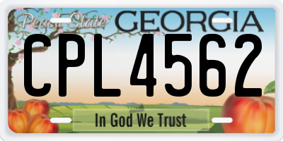 GA license plate CPL4562