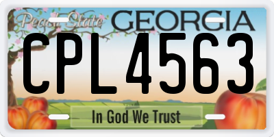 GA license plate CPL4563