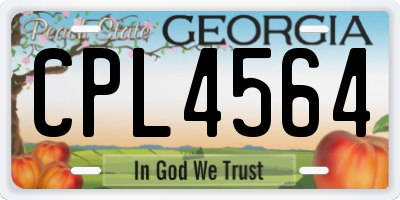 GA license plate CPL4564