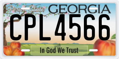 GA license plate CPL4566