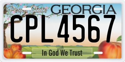 GA license plate CPL4567
