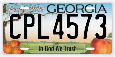 GA license plate CPL4573