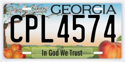 GA license plate CPL4574