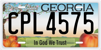 GA license plate CPL4575