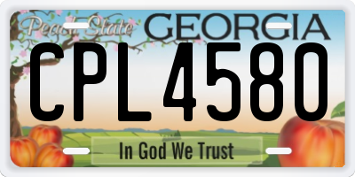 GA license plate CPL4580