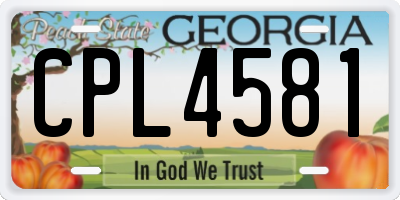 GA license plate CPL4581