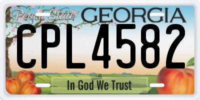 GA license plate CPL4582