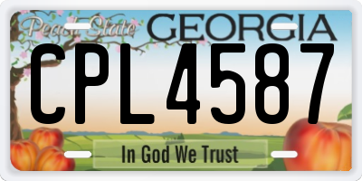 GA license plate CPL4587