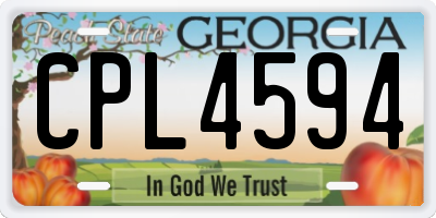 GA license plate CPL4594