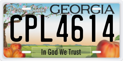 GA license plate CPL4614
