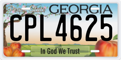 GA license plate CPL4625