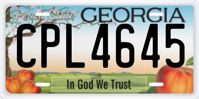 GA license plate CPL4645