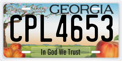 GA license plate CPL4653