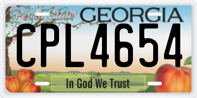 GA license plate CPL4654