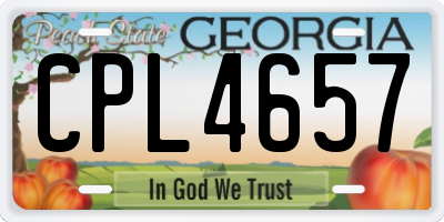 GA license plate CPL4657