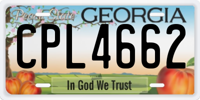 GA license plate CPL4662