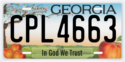 GA license plate CPL4663