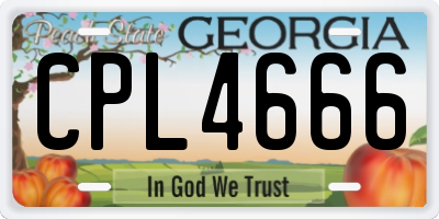 GA license plate CPL4666