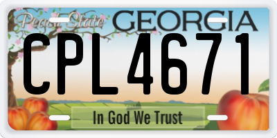 GA license plate CPL4671